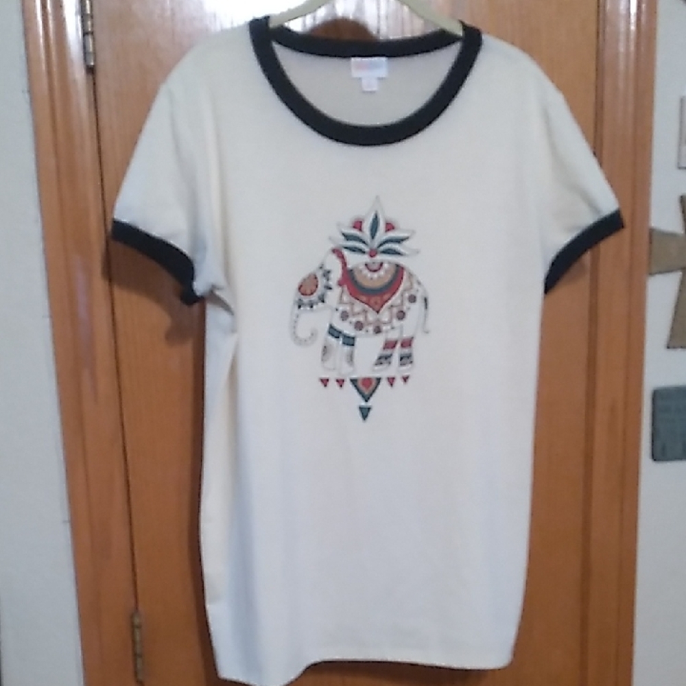 LuLaRoe Cream Top with Black Trim
